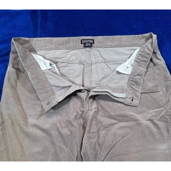 Michael Kors Pants Mens 38x32 Beige Corduroy Straight Fit Classic Casual Logo - Picture 3 of 13